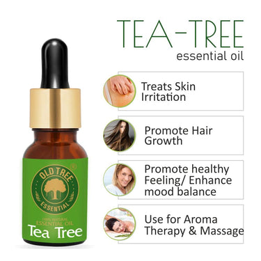 Old Tree 100% Pure & Natural Tea Tree Essential Oil for Skin, Diffusers, Hair, Body, Acne, & Nail care | Premium Therapeutic Grade Tea Tree Oil for Aromatherapy, Stress relief - 30 ml
